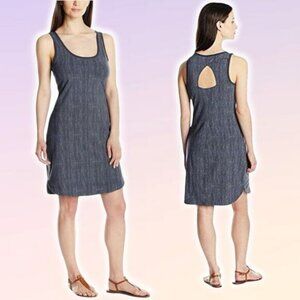 COLUMBIA State of Mind Scoop Neck Sleeveless Dress Sz Small India Ink Dotty Dye